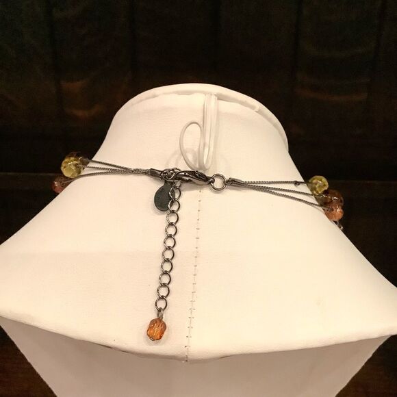 Amber Citrine Necklace Silk Thread Colorful Multistrand Necklace - Picture 2 of 4